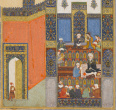 دانش‌آموزان و مدرسه، بخشی از نگاره‌ای از داستان لیلی و مجنون، قرن نهم قمری، دوره تیموری، موزه متروپلیتن نیویورک
