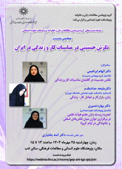 پنجمین نشست گروه با عنوان «نگرش جنسیتی در مناسبات کار و زندگی در ایران»