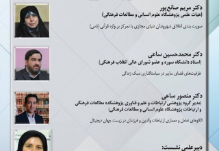 سومین نشست از سلسله نشست‌های تخصصی سبک زندگی ایرانی ـ اسلامی؛ رویکردها، چالش‌ها، راهبردها و سیاستگذاری‌ها  زیست‌جهان دیجیتال؛ الگوهای تعامل، اخلاق شهروندی و سیاست‌گذاری