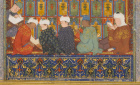 A row of students from part of the painting of the story of Layli and the Majnun, 9th Century AH, Timurid period, New York Metropolitan Museum