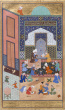 Students and the school yard in part of a painting of the story of Layli and Majnun, by Sheikhzadeh, calligraphers: Sultan Mohammad Noor and Mahmoud Mohadhab, New York Metropolitan Museum of Art, 931 AH